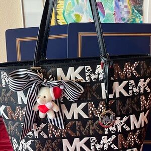 Michael Kors Black and Brown Logo Tote